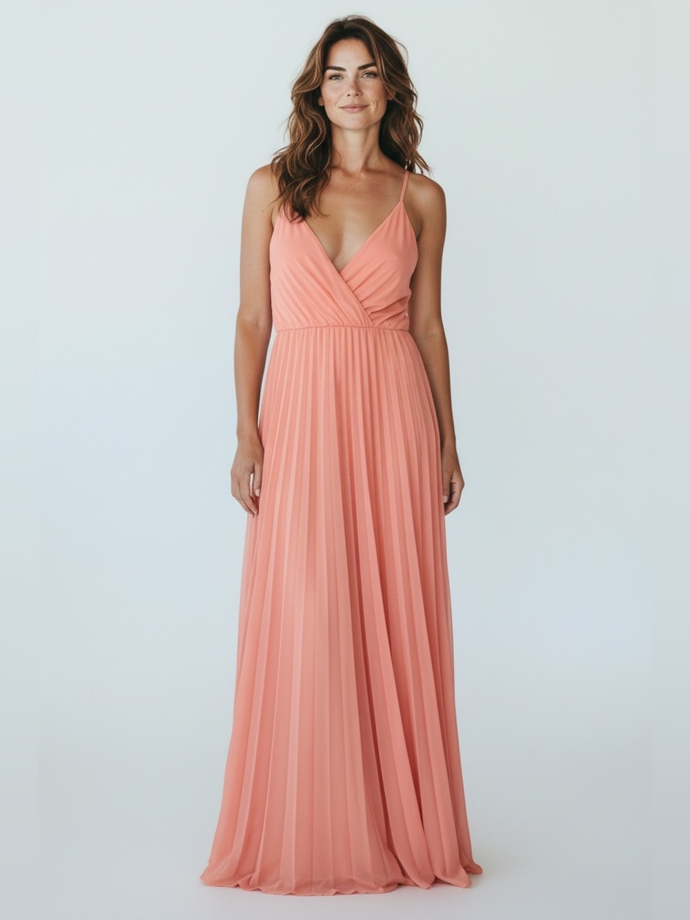 ASOS Design Coral Sleeveless Tie Back Pleated Maxi Slip Dress Sz 6 NWT